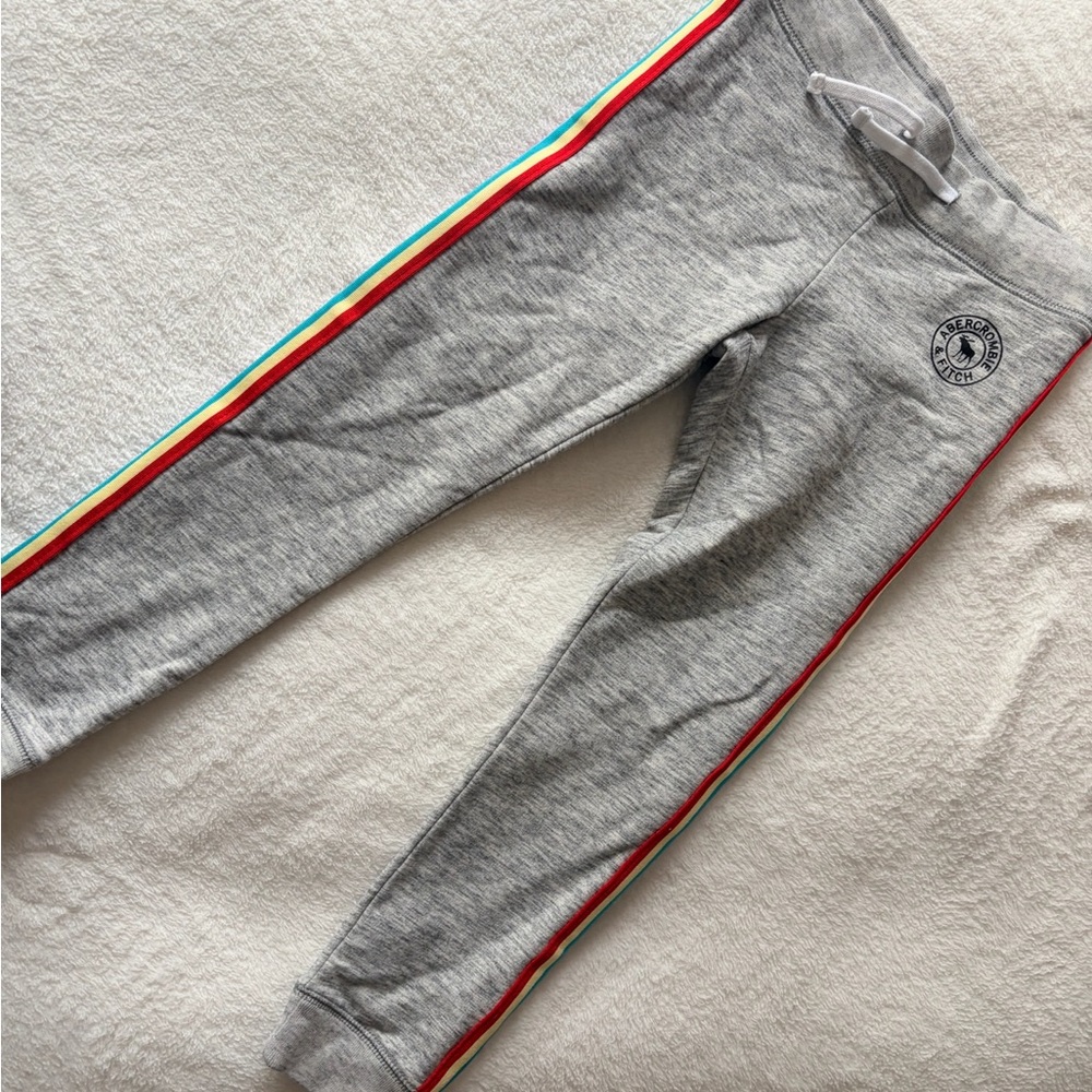 Abercrombie Kids Gray Sweatpants with Colorful Side Stripes - Picture 2 of 5